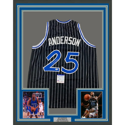 Framed Nick Anderson signed Orlando Magic jersey with player photos for collectors