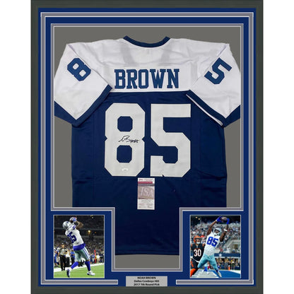 Framed Autographed Noah Brown 35x39 Dallas Thanksgiving Day Football Jersey JSA COA | Hall of Fame Sports Memorabilia | vintageantiquesgifts.com