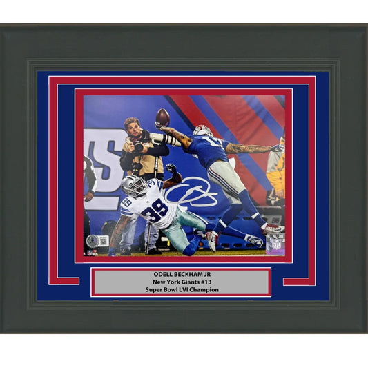 Framed Autographed Odell Beckham Jr. The Catch New York Giants 8x10 Football Photo Beckett BAS COA | Hall of Fame Sports Memorabilia | vintageantiquesgifts.com