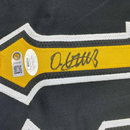 Framed Autographed Oneil Cruz 35x39 Pittsburgh Black Baseball Jersey JSA COA | Certified Authentic Signed Memorabilia | vintageantiquesgifts.com