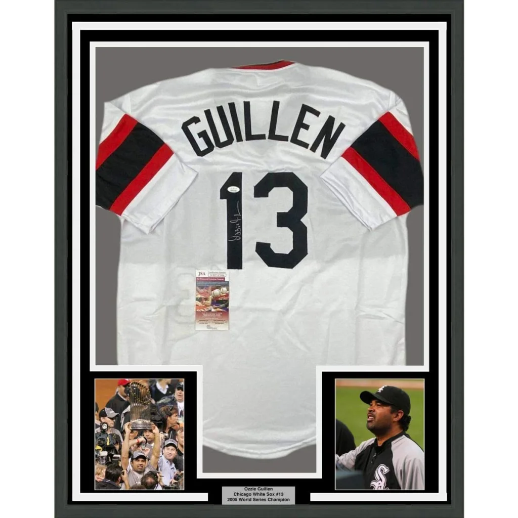 Ozzie Guillen signed jersey with JSA COA and photos for your man cave display