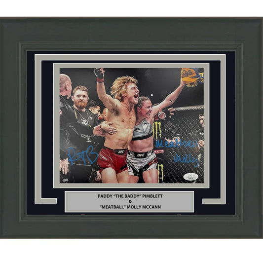 Framed Autographed Paddy Pimblett & Molly 'Meatball' McCann Dual UFC MMA Fighting 8x10 Photo JSA COA | Hall of Fame Sports Memorabilia | vintageantiquesgifts.com