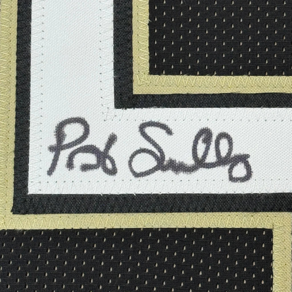 Framed Autographed Pat Swilling 35x39 New Orleans Black Football Jersey JSA COA | Certified Authentic Signed Memorabilia | vintageantiquesgifts.com