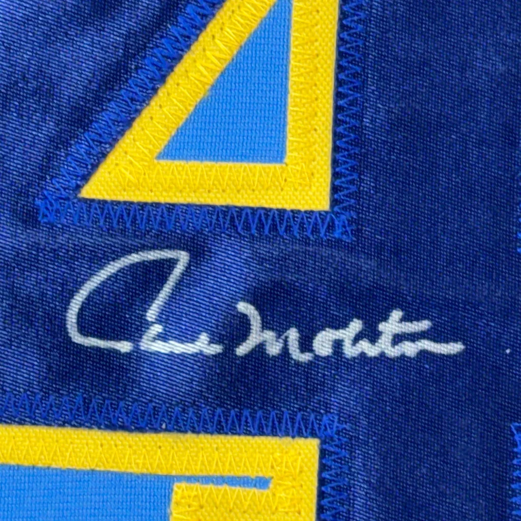 Framed autographed Paul Molitor Milwaukee Brewers jersey with blue-yellow number 4