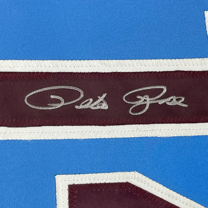 Framed Autographed Pete Rose 35x39 Philadelphia Retro Blue Baseball Jersey JSA COA | Certified Authentic Signed Memorabilia | vintageantiquesgifts.com