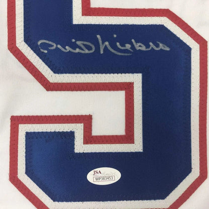 Autographed Baseball Jersey with JSA Authentication Sticker displayed in JSA Framed Masterpiece