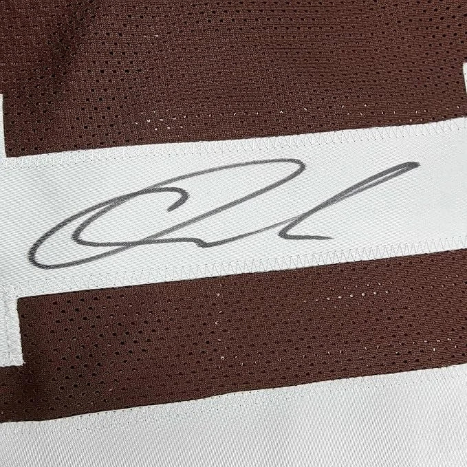 Framed Autographed Quinshon Judkins 35x39 Cleveland Football Brown Jersey Beckett BAS COA | Certified Authentic Signed Memorabilia | vintageantiquesgifts.com