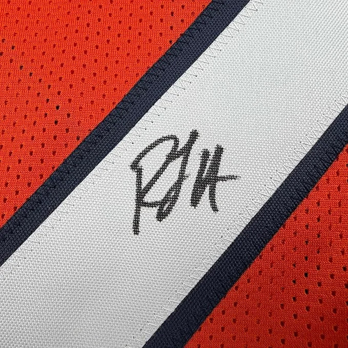 Framed Autographed RJ Harvey 35x36 Denver Orange Football Jersey JSA COA | Certified Authentic Signed Memorabilia | vintageantiquesgifts.com