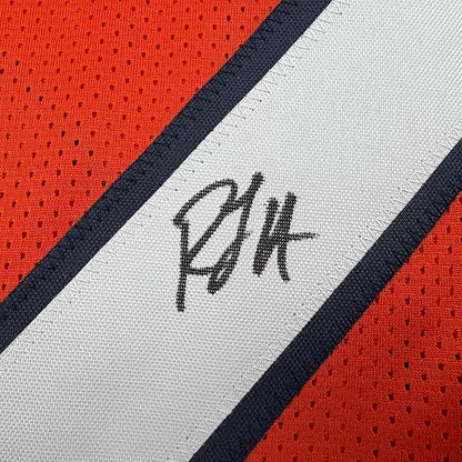 Framed Autographed RJ Harvey 35x36 Denver Orange Football Jersey JSA COA | Certified Authentic Signed Memorabilia | vintageantiquesgifts.com