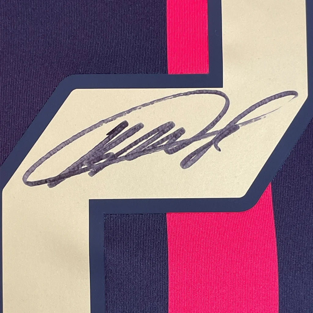 Framed autographed Ricardo Kaka AC Milan jersey with black ink signature on cream patch