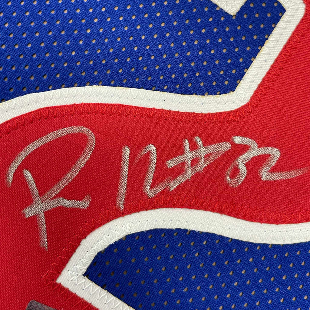 Framed Autographed Richard Rip Hamilton 35x39 Detroit Blue Basketball Jersey JSA COA | Certified Authentic Signed Memorabilia | vintageantiquesgifts.com