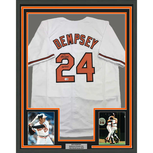 Rick Dempsey MVP autographed Orioles jersey, professionally framed with Beckett COA