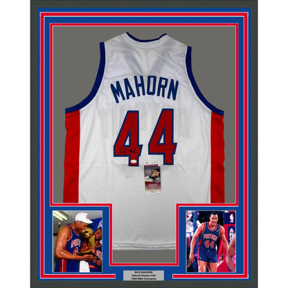 Framed Autographed Rick Mahorn 35x39 Detroit White Basketball Jersey JSA COA | Hall of Fame Sports Memorabilia | vintageantiquesgifts.com