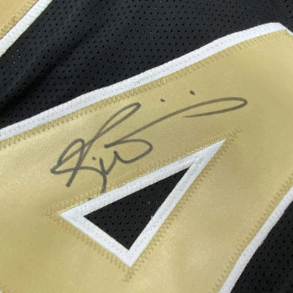 Framed Autographed Ricky Williams 35x39 New Orleans Black Football Jersey Beckett BAS COA | Certified Authentic Signed Memorabilia | vintageantiquesgifts.com