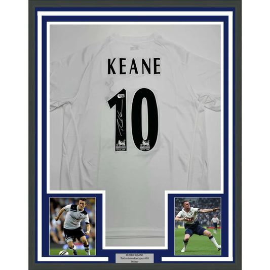 Framed Autographed Robbie Keane 35x39 Tottenham White Soccer Jersey Beckett BAS COA | Hall of Fame Sports Memorabilia | vintageantiquesgifts.com