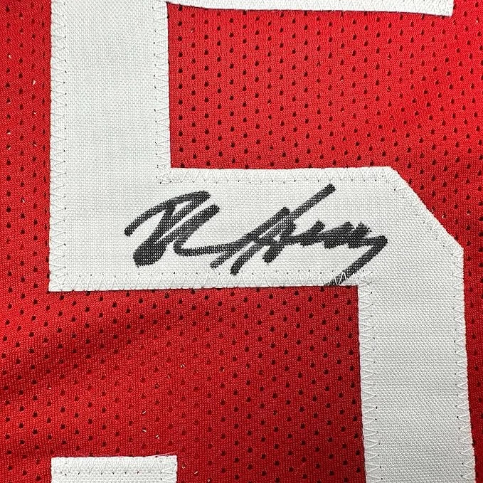 Framed Autographed Robert Horry 35x39 Houston Red Basketball Jersey Beckett BAS COA | Certified Authentic Signed Memorabilia | vintageantiquesgifts.com