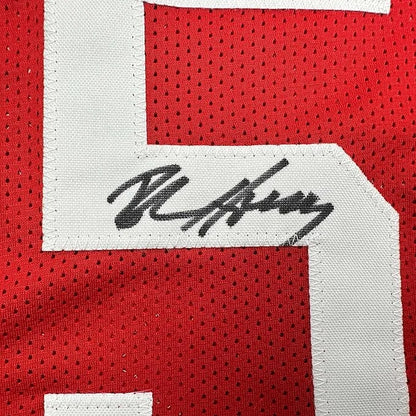 Framed Autographed Robert Horry 35x39 Houston Red Basketball Jersey Beckett BAS COA | Certified Authentic Signed Memorabilia | vintageantiquesgifts.com
