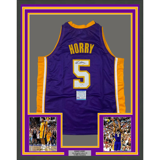 Framed autographed Robert Horry purple LA Lakers jersey with PSA/DNA COA