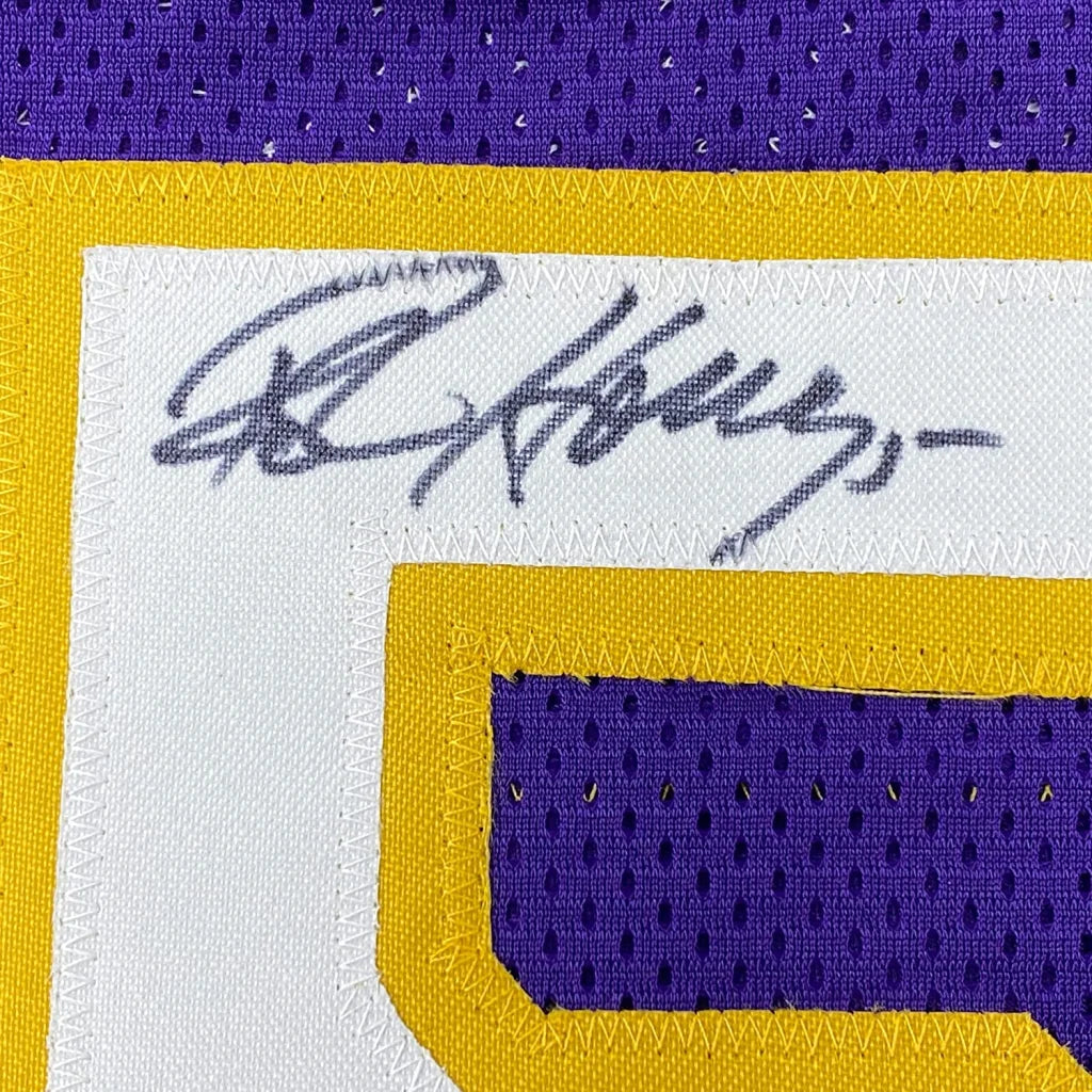 Framed autographed Kobe Bryant signed LA Lakers purple jersey with PSA/DNA COA
