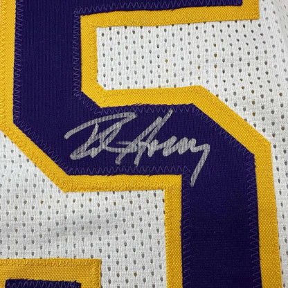 Framed autographed Robert Horry white LA Lakers jersey with number 5, Beckett BAS COA