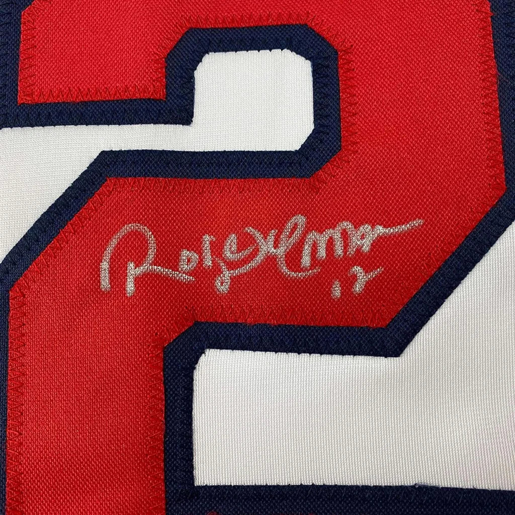 Framed autographed Roberto Alomar Cleveland Indians jersey number 2