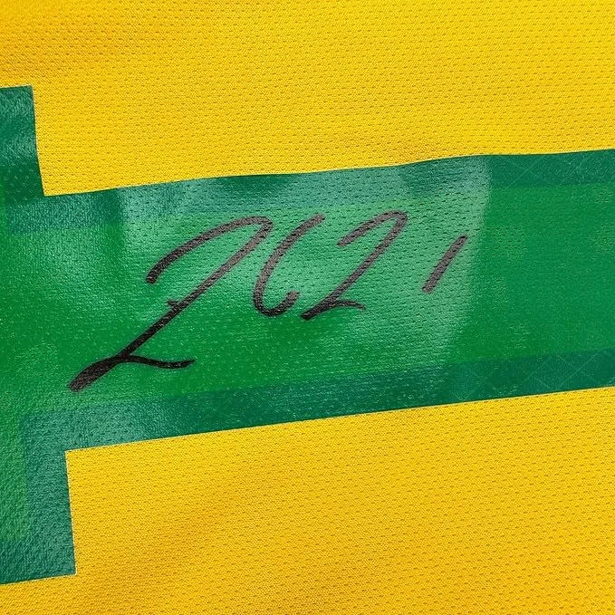 Framed autographed Rodrygo Brazil yellow World Cup jersey, Beckett COA