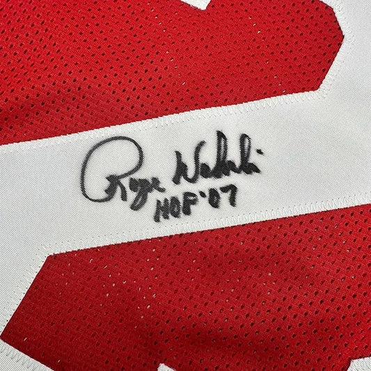 Framed autographed Roger Wehrli HOF 07 Arizona red jersey with Ryder N. signature