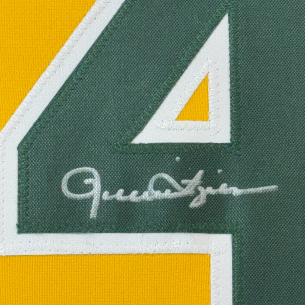 Framed Autographed Rollie Fingers 35x39 Oakland Yellow Baseball Jersey JSA COA | Certified Authentic Signed Memorabilia | vintageantiquesgifts.com