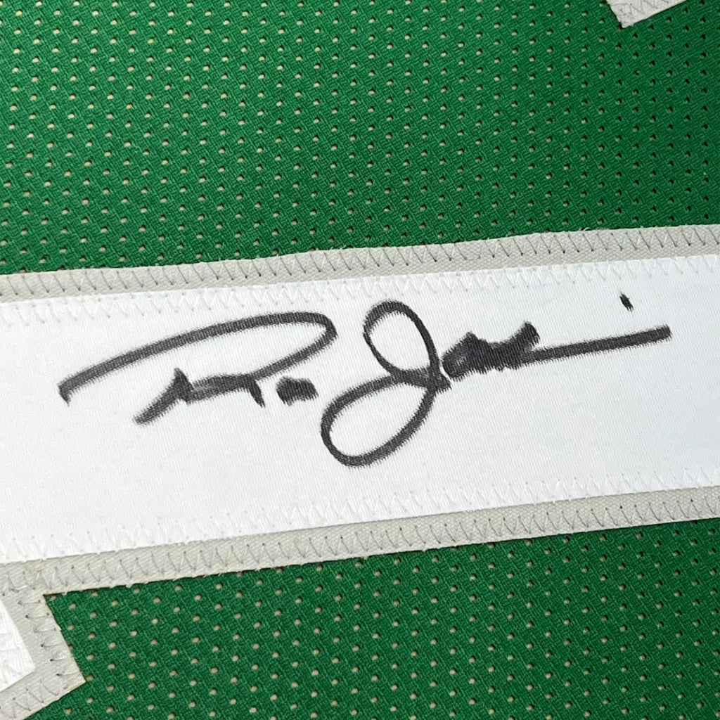 Autographed Green Mesh Sports Jersey from Signed JAWORSKI 7 with photos for wall display