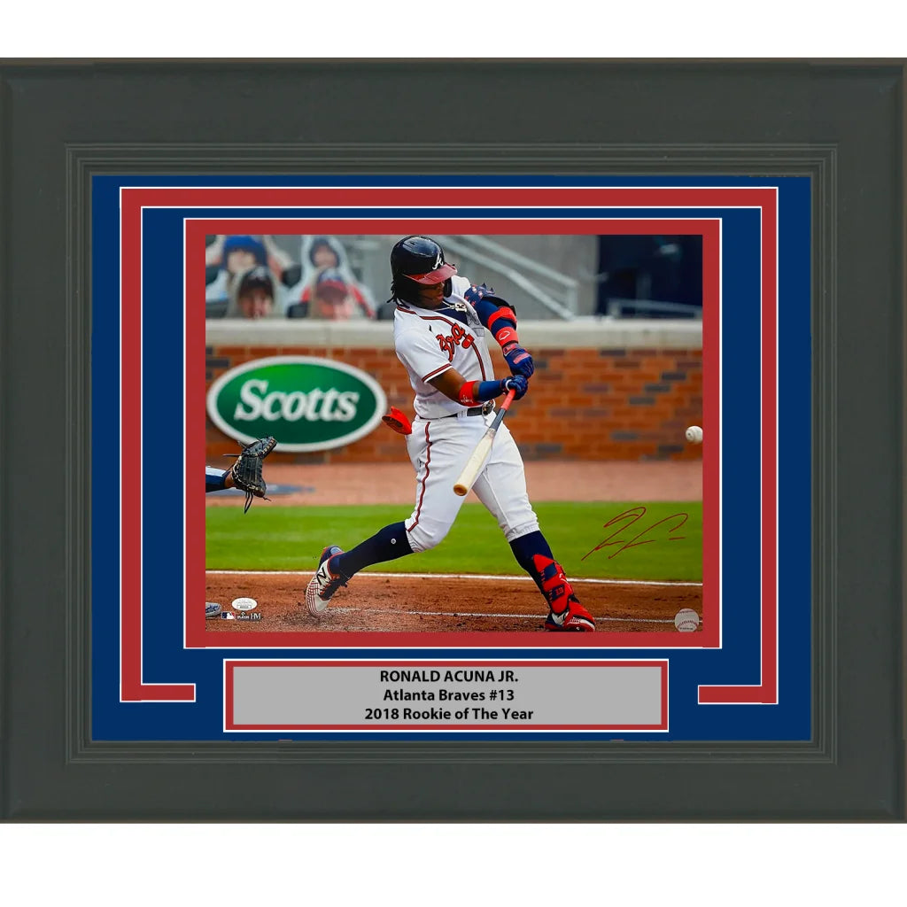 Framed autographed Ronald Acuna Jr. Atlanta Braves 16x20 photo with JSA COA