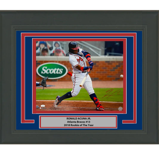 Framed autographed Ronald Acuna Jr. Atlanta Braves 16x20 photo with JSA COA