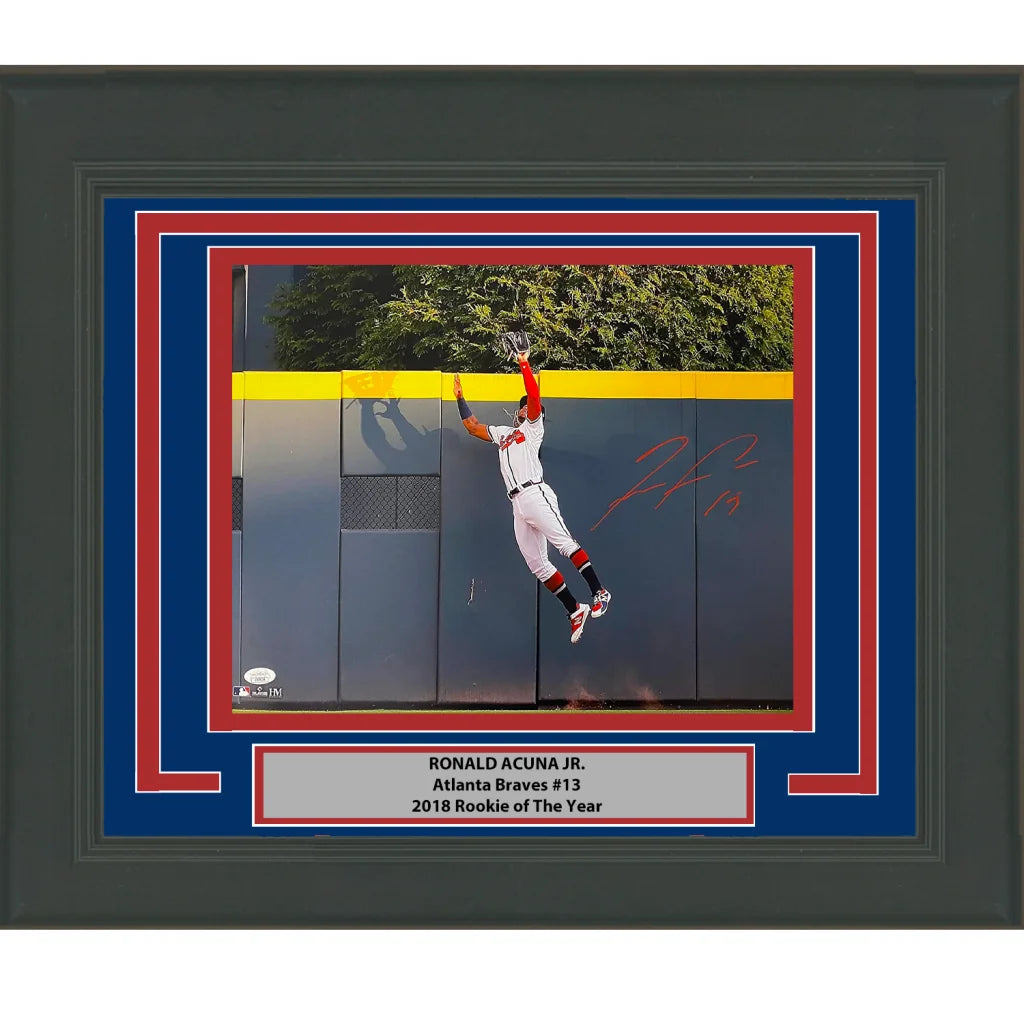 Framed signed Ronald Acuna Jr. 2018 Rookie of the Year 16x20 photo JSA COA