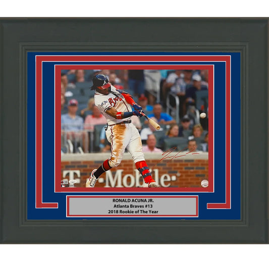 Framed Autographed Ronald Acuna Jr. Atlanta Braves 16x20 Baseball Photo JSA COA #10 | Hall of Fame Sports Memorabilia | vintageantiquesgifts.com