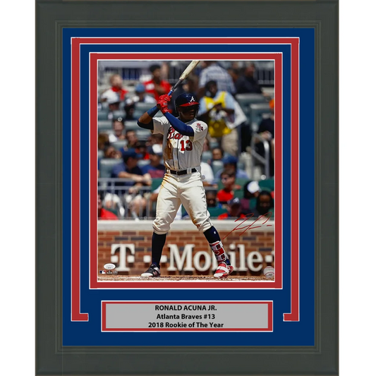 Framed autographed Ronald Acuna Jr. Atlanta Braves 16x20 photo with JSA COA