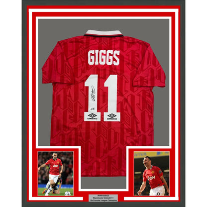 Framed Autographed Ryan Giggs 35x39 Manchester United Red Soccer Jersey Beckett BAS COA | Hall of Fame Sports Memorabilia | vintageantiquesgifts.com