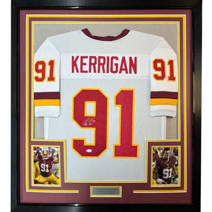 Framed Autographed Ryan Kerrigan 35x39 Washington White Football Jersey JSA COA | Hall of Fame Sports Memorabilia | vintageantiquesgifts.com