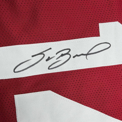 Framed Autographed Sam Bradford 35x39 Oklahoma Red College Football Jersey Beckett BAS COA | Certified Authentic Signed Memorabilia | vintageantiquesgifts.com