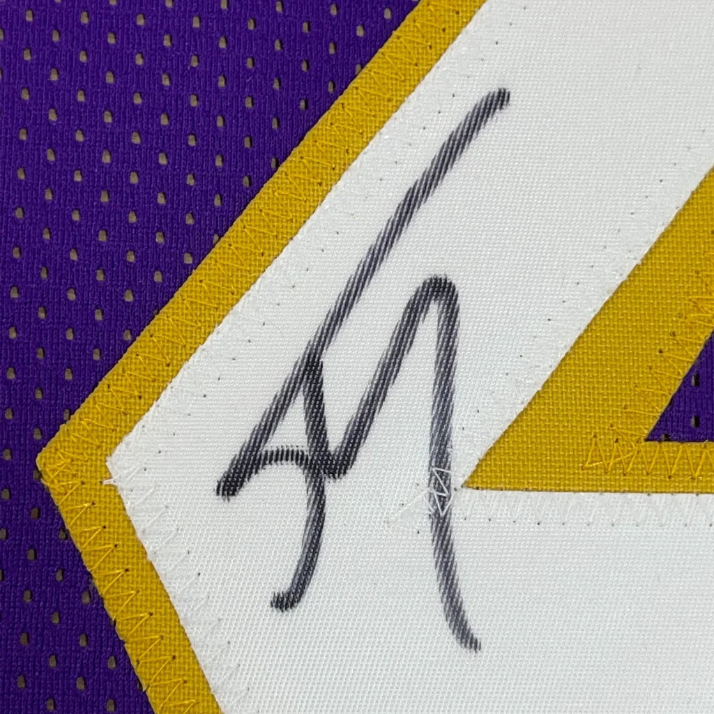 Framed Autographed Shaquille Shaq O'Neal 35x39 Los Angeles LA Purple Basketball Jersey Beckett BAS COA | Certified Authentic Signed Memorabilia | vintageantiquesgifts.com