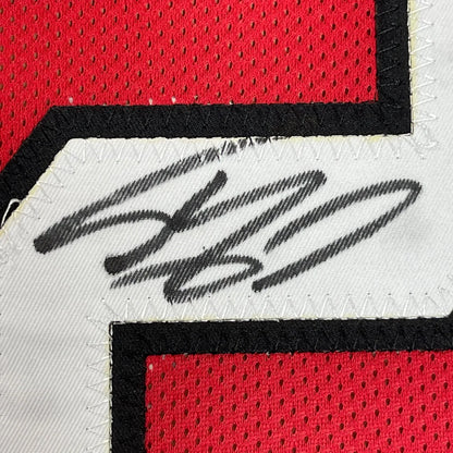 Framed Autographed Shaquille Shaq O'Neal 35x39 Miami Red Basketball Jersey JSA COA | Certified Authentic Signed Memorabilia | vintageantiquesgifts.com