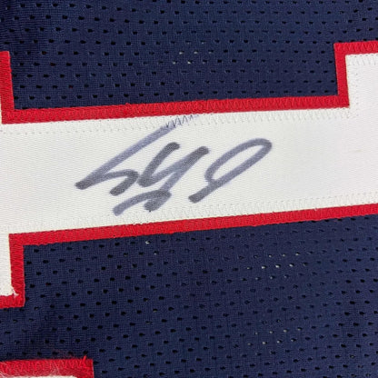 Framed Autographed Shaquille Shaq O'Neal 35x39 USA United States Blue Basketball Jersey PSA/DNA COA | Certified Authentic Signed Memorabilia | vintageantiquesgifts.com