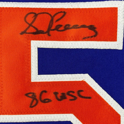 Framed Autographed Sid Fernandez 35x39 86 WSC New York Blue Baseball Jersey JSA COA | Certified Authentic Signed Memorabilia | vintageantiquesgifts.com