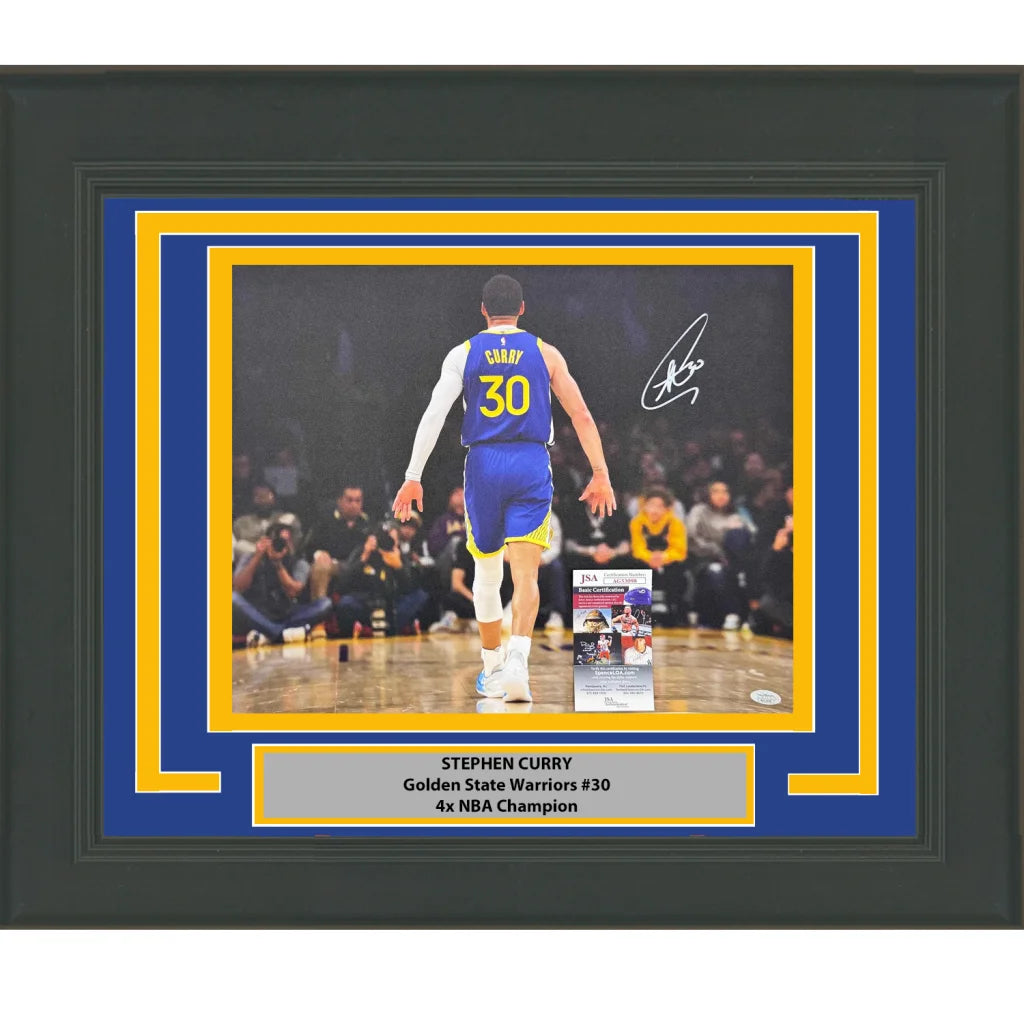 Framed Autographed/Signed Stephen Steph Curry Golden State Warriors 16x20 Basketball Photo JSA COA