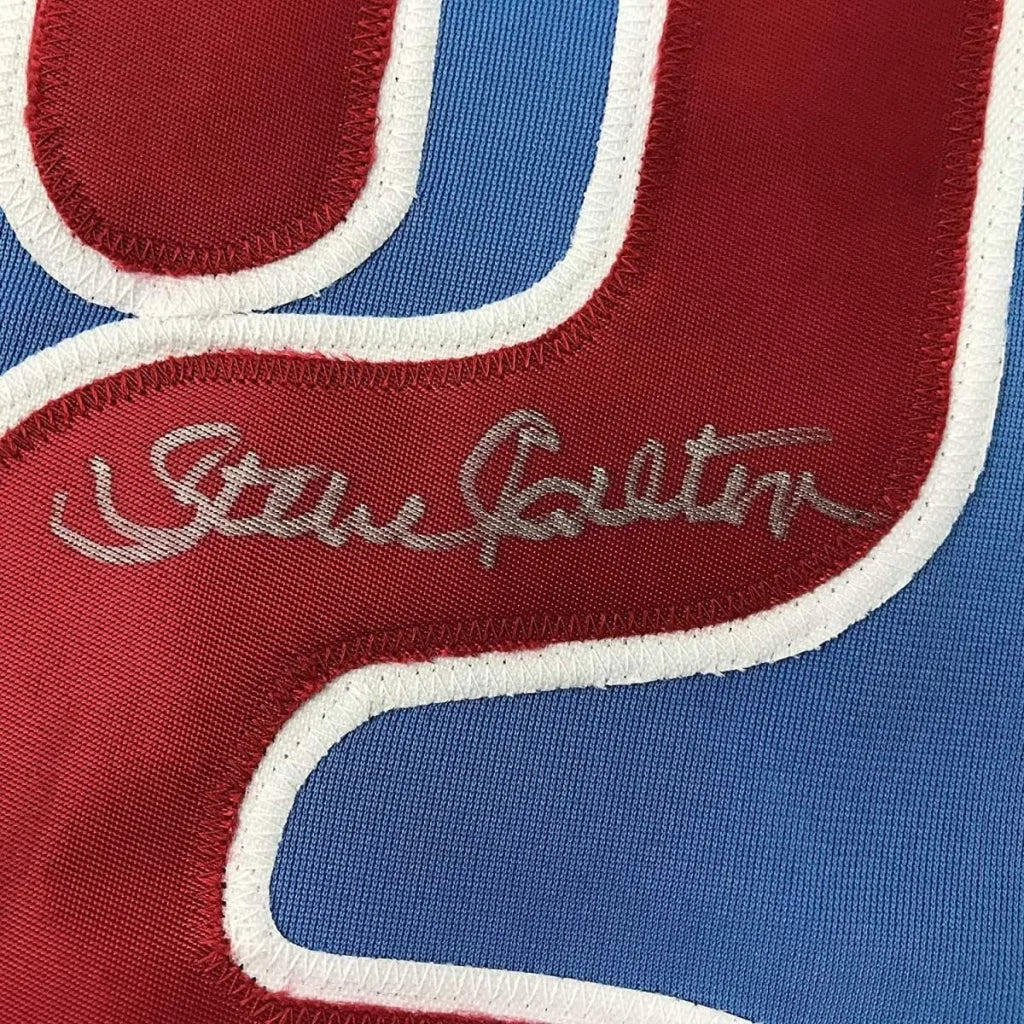 Framed Autographed Steve Carlton 35x39 Philadelphia Retro Blue Baseball Jersey JSA COA | Certified Authentic Signed Memorabilia | vintageantiquesgifts.com