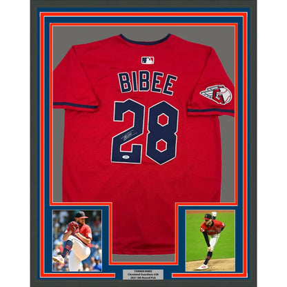 Framed signed Red Baseball Jersey Number 24 with autographs and player photos