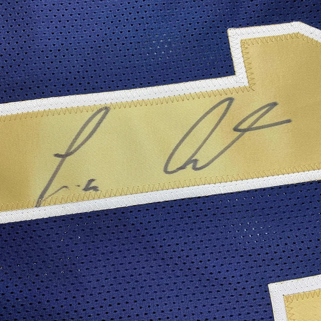 Framed Autographed Tavon Austin 35x39 St. Louis Blue Football Jersey JSA COA | Certified Authentic Signed Memorabilia | vintageantiquesgifts.com