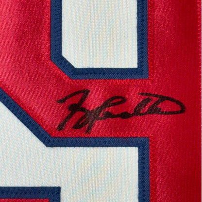 Framed autographed Terry Pendleton Atlanta white baseball jersey with JSA COA
