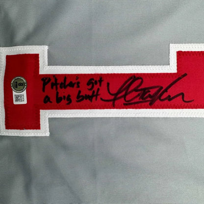 Framed autographed Thomas Ian Nicholas custom Chicago Grey jersey patch