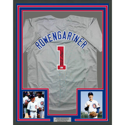 Framed autographed Thomas Ian Nicholas rookie Chicago gray custom jersey, professional sports