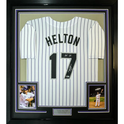 Framed Autographed Todd Helton HOF 24 35x39 Colorado Pinstripe Baseball Jersey Tristar COA | Hall of Fame Sports Memorabilia | vintageantiquesgifts.com