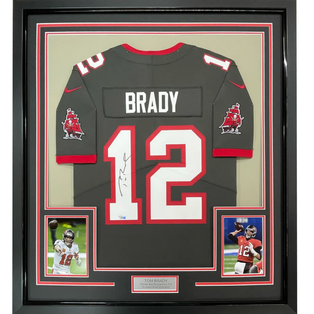 Framed signed Tom Brady Tampa Bay Buccaneers jersey with COA